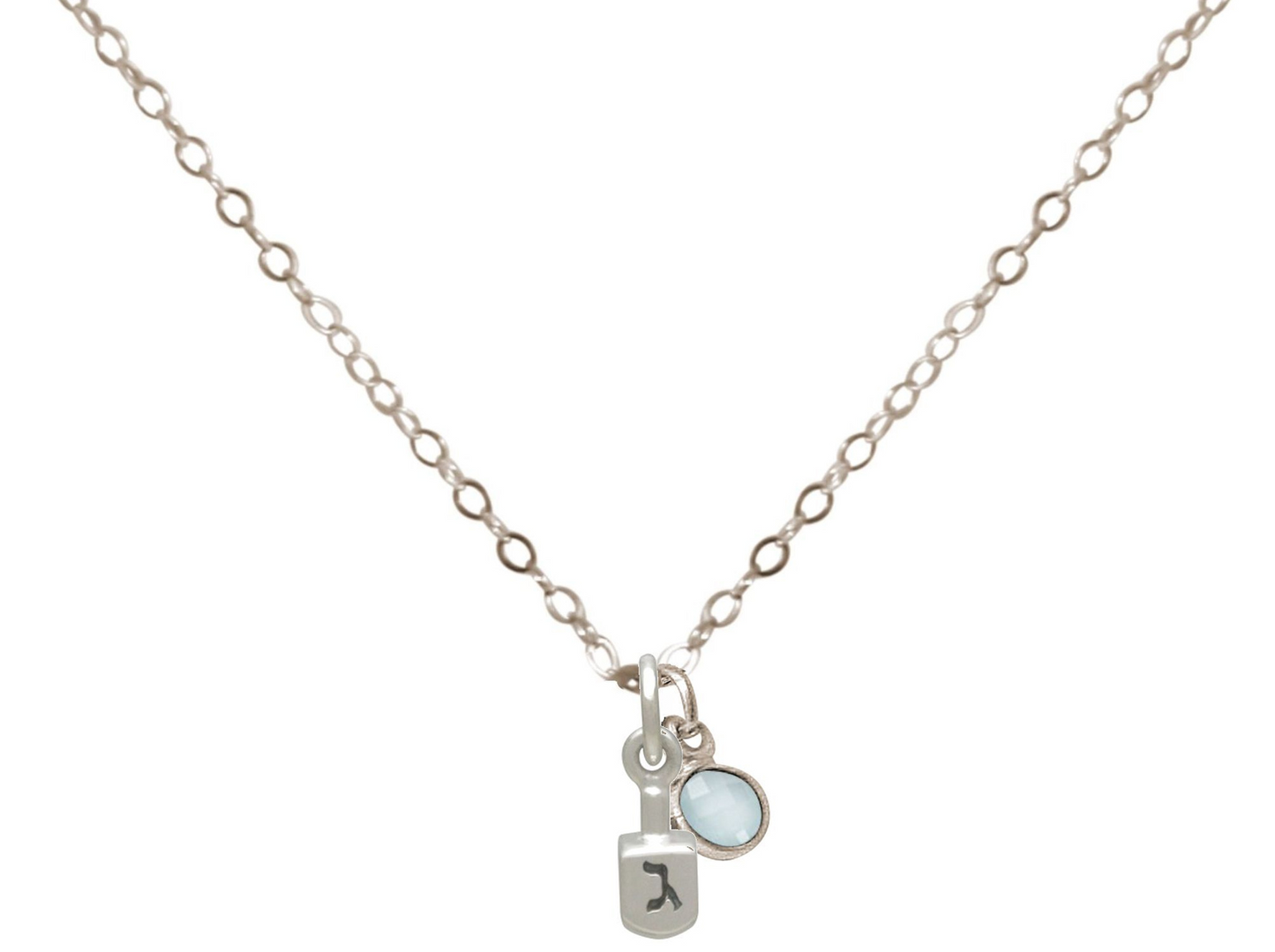 Gemshine Jewish Dreidel Top Necklace: silver