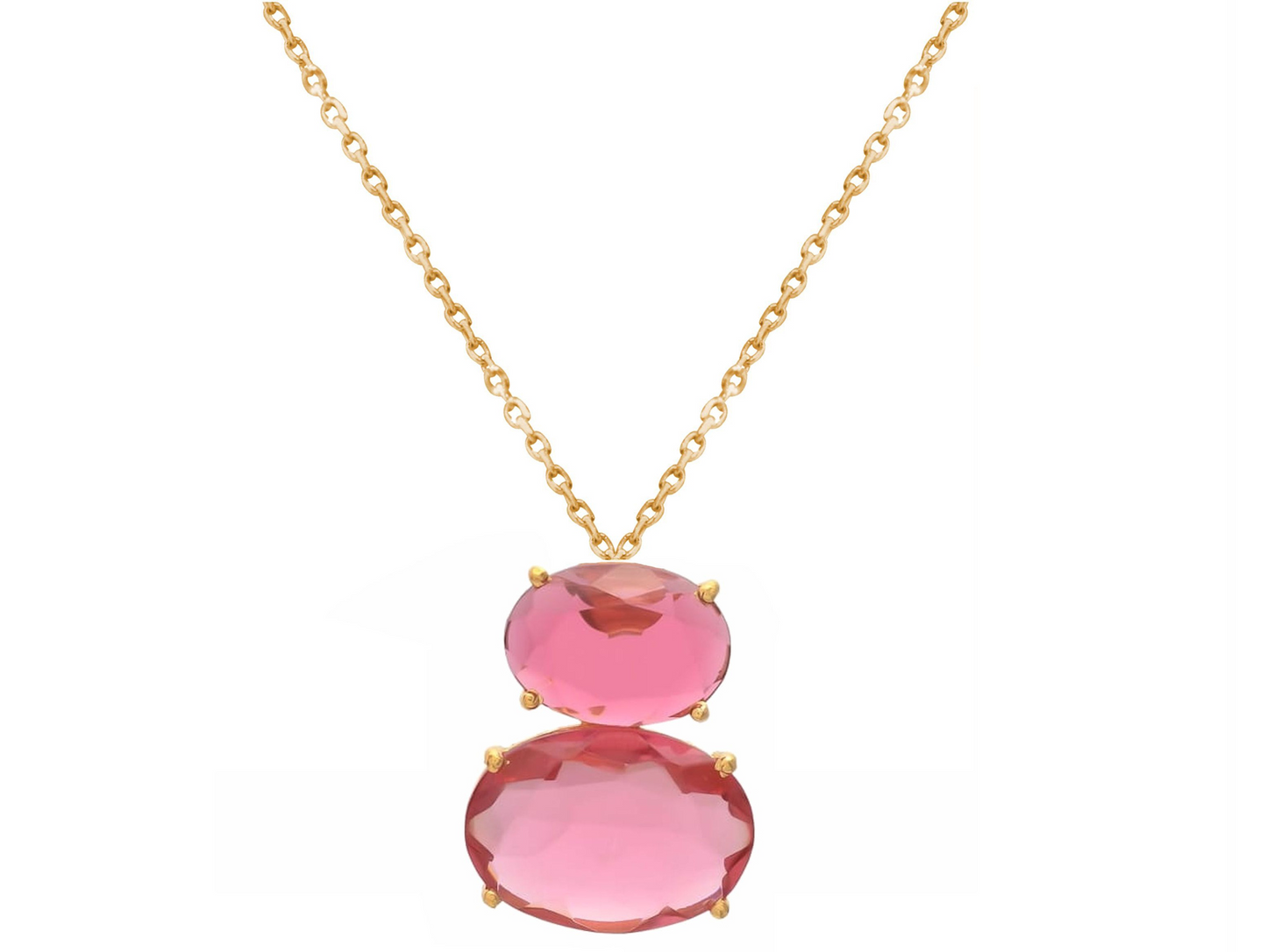 Handcrafted Pink-Red Tourmaline Quartz Pendant Necklace: silver gold plated