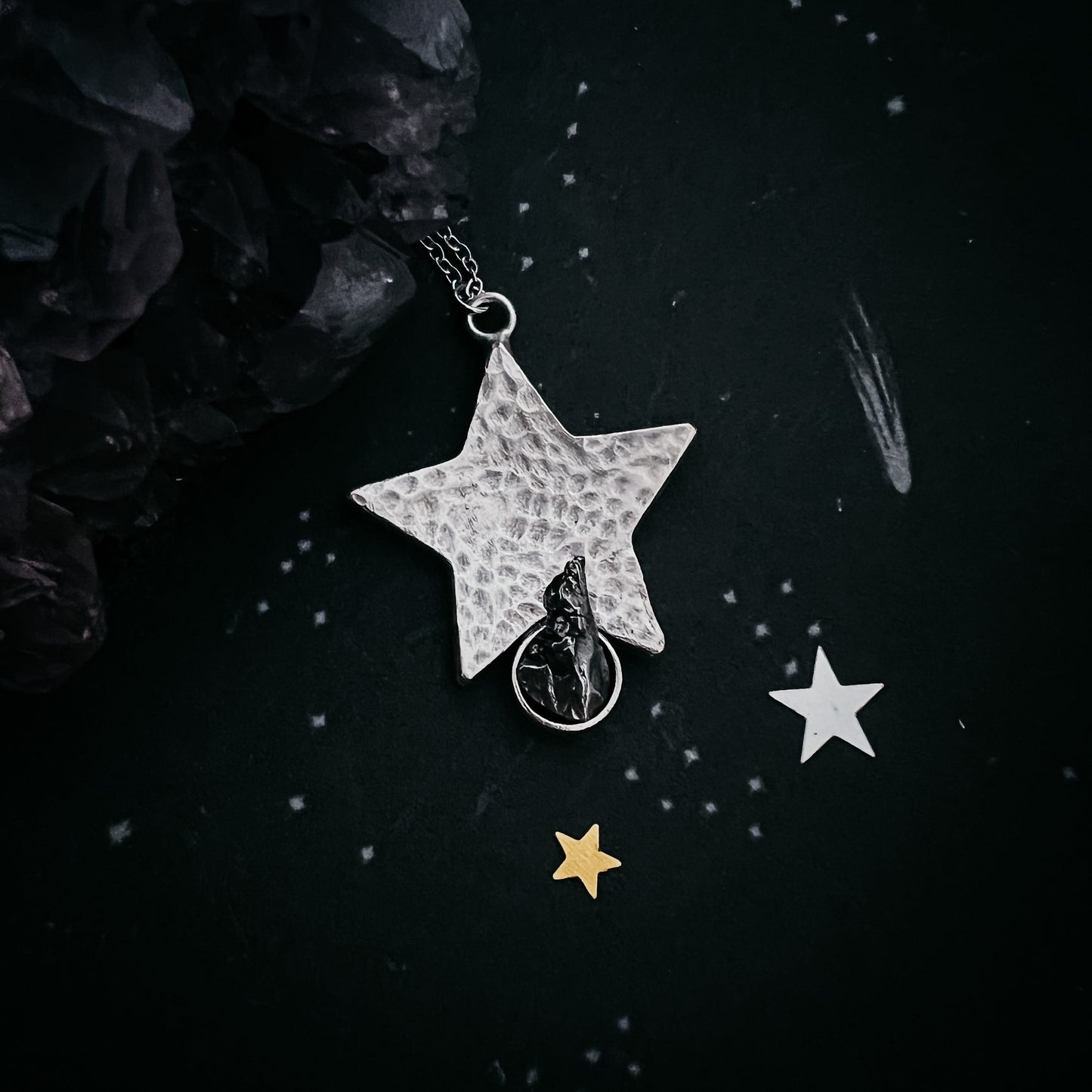 Star Shaped Pendant Necklace with Authentic Meteorite