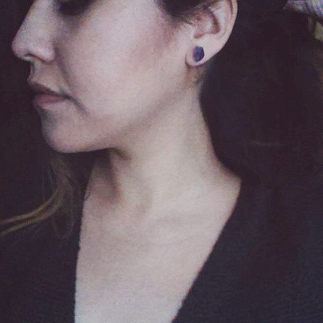 Raw Amethyst Earrings, Raw Stud Earrings