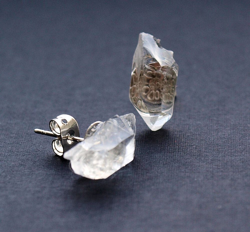 Raw Quartz Chunk Earrings, Geo Earrings, Rock Stud Earrings, Crystal Earrings