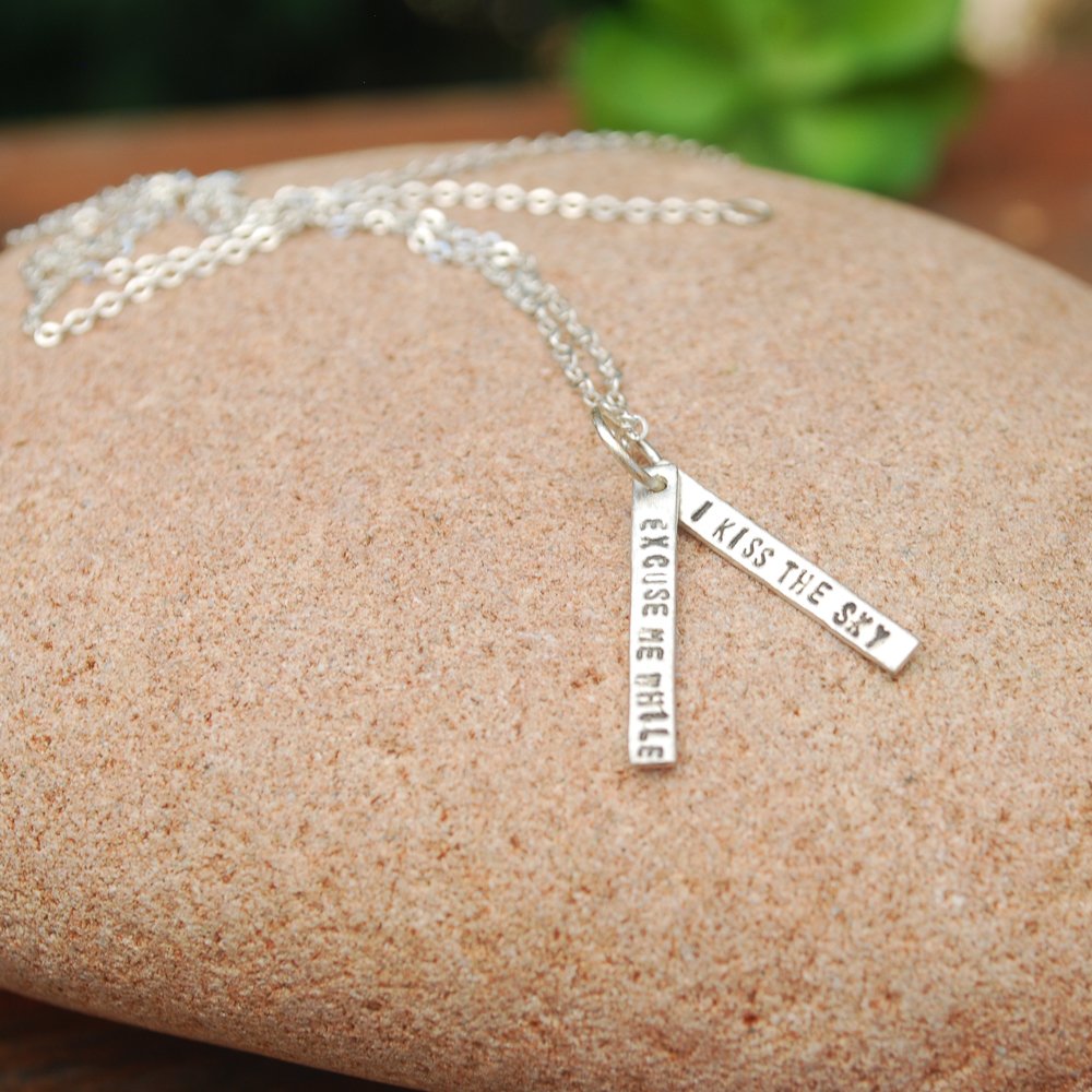 "Excuse Me While I Kiss the Sky.” -Jimi Hendrix quote necklace