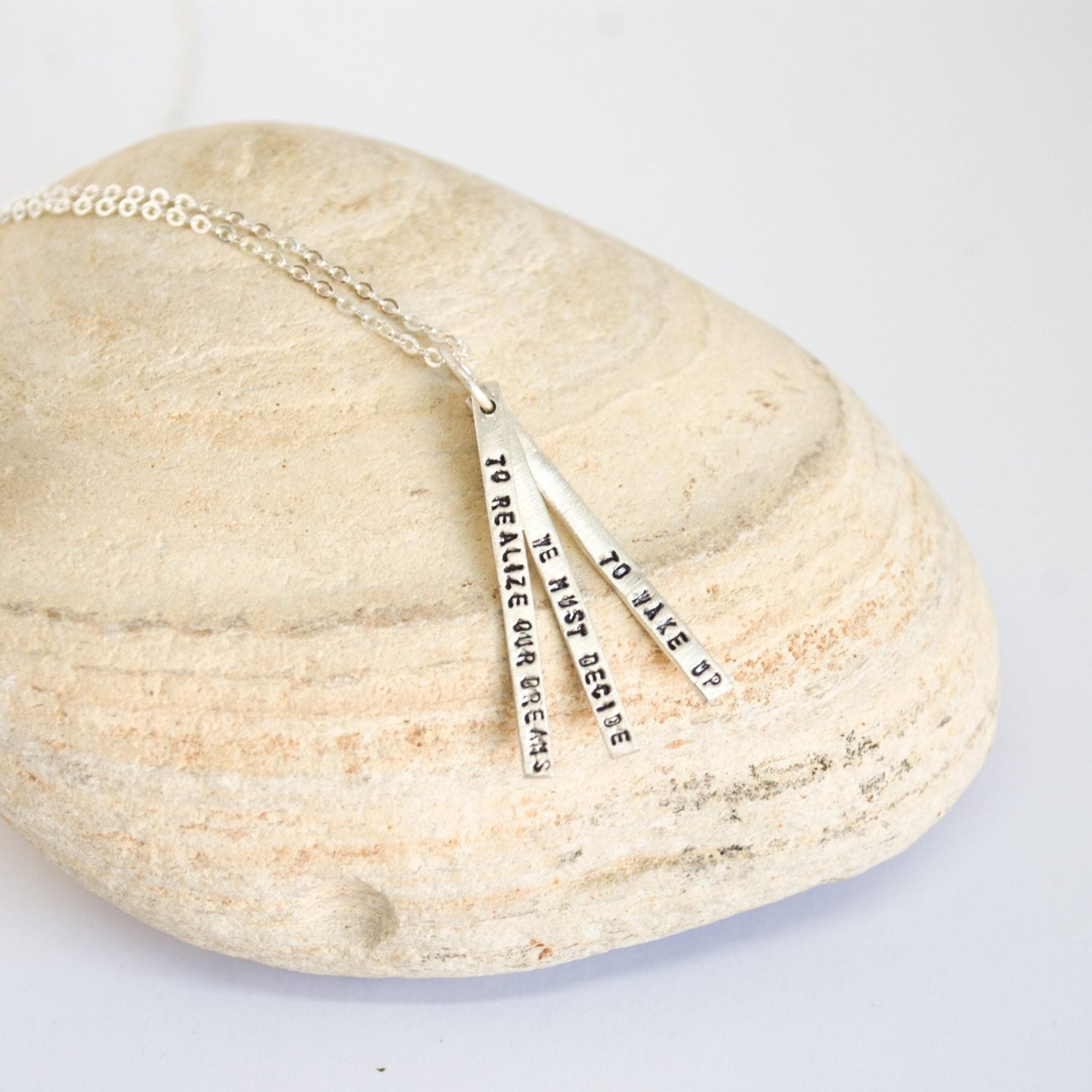 "To realize our dreams we must decide to wake up." -Josephine Baker quote necklace