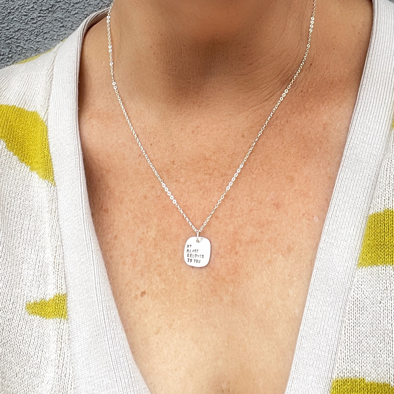 My Heart Belongs To You Square Pendant Necklace