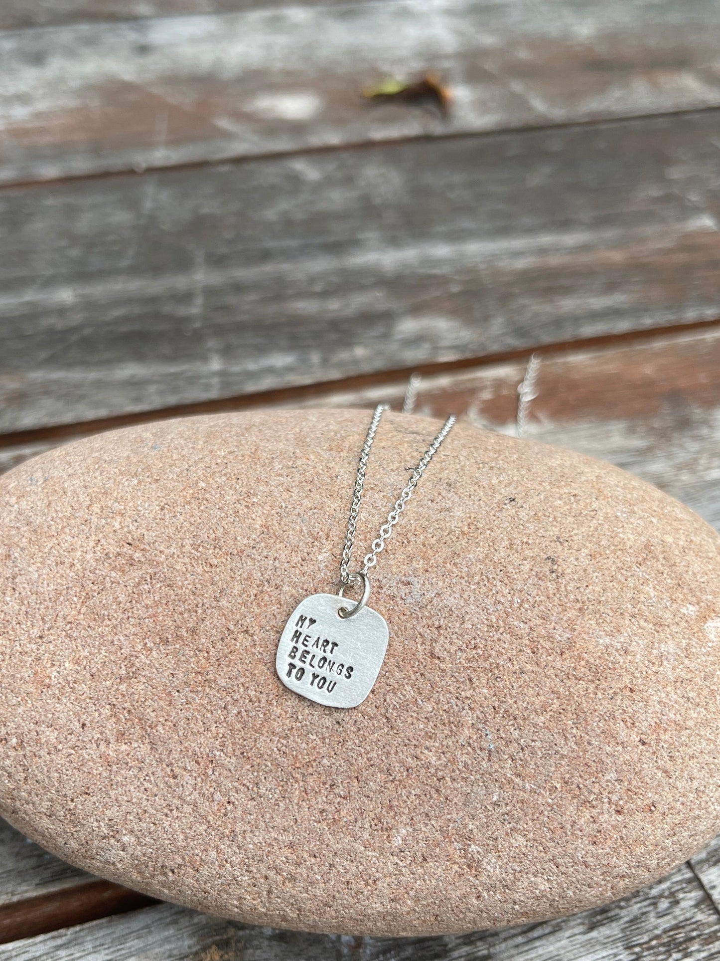 My Heart Belongs To You Square Pendant Necklace