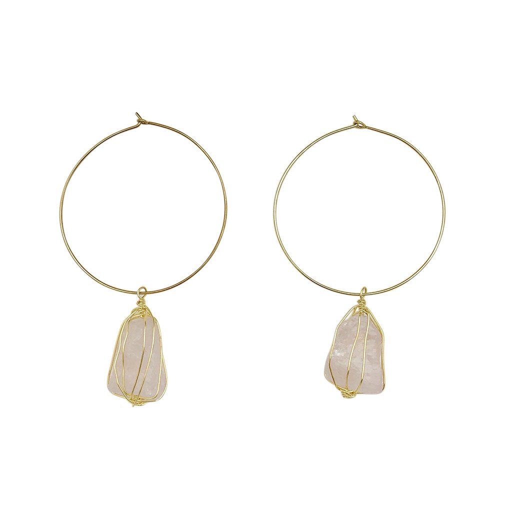 Rose Quartz Hoops