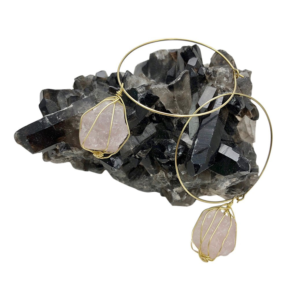 Rose Quartz Hoops