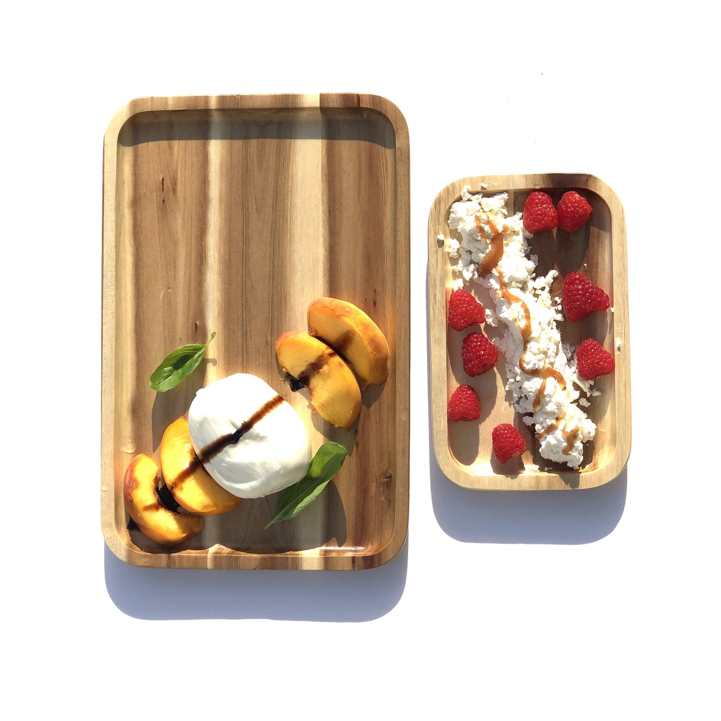 2 Rectangle Acacia platters party serving set (12” and 8”) WL-555045