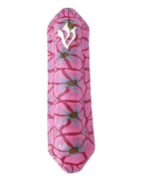 Mezuzah Case w/ matching Pink Floral Hamsa Keychain