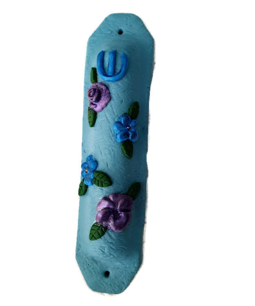 Mezuzah Case w/ matching Hamsa floral Keychain