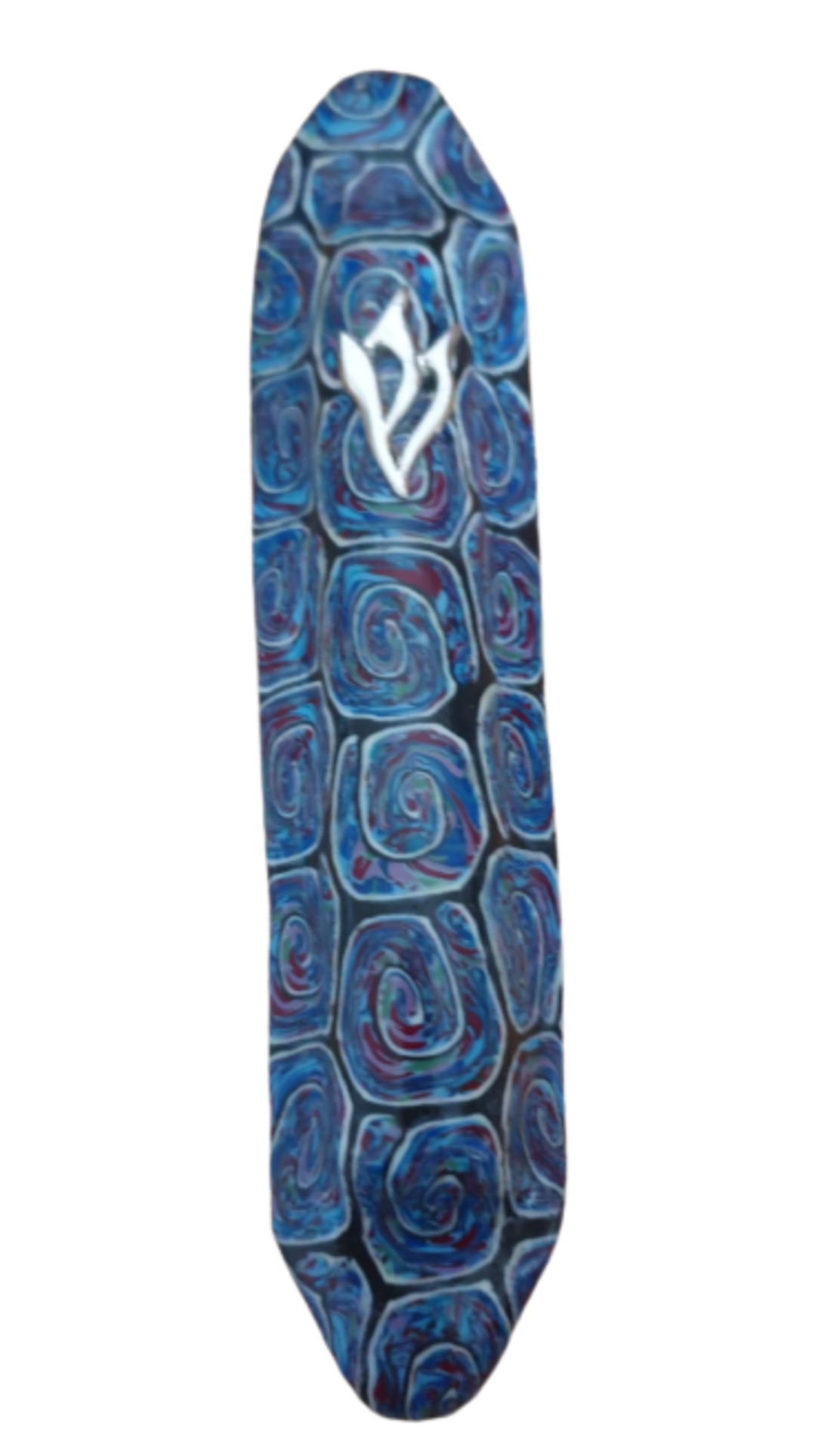 Mezuzah Clay Case With Blue and Maroon Swirls