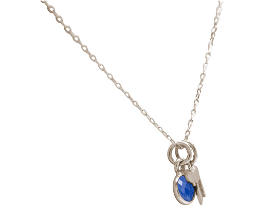 Sapphire Jewish Chai Life Necklace: silver