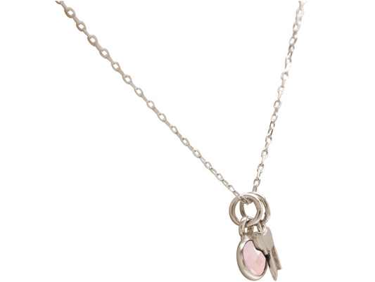 Rose Quartz Jewish Chai Life Necklace: silver