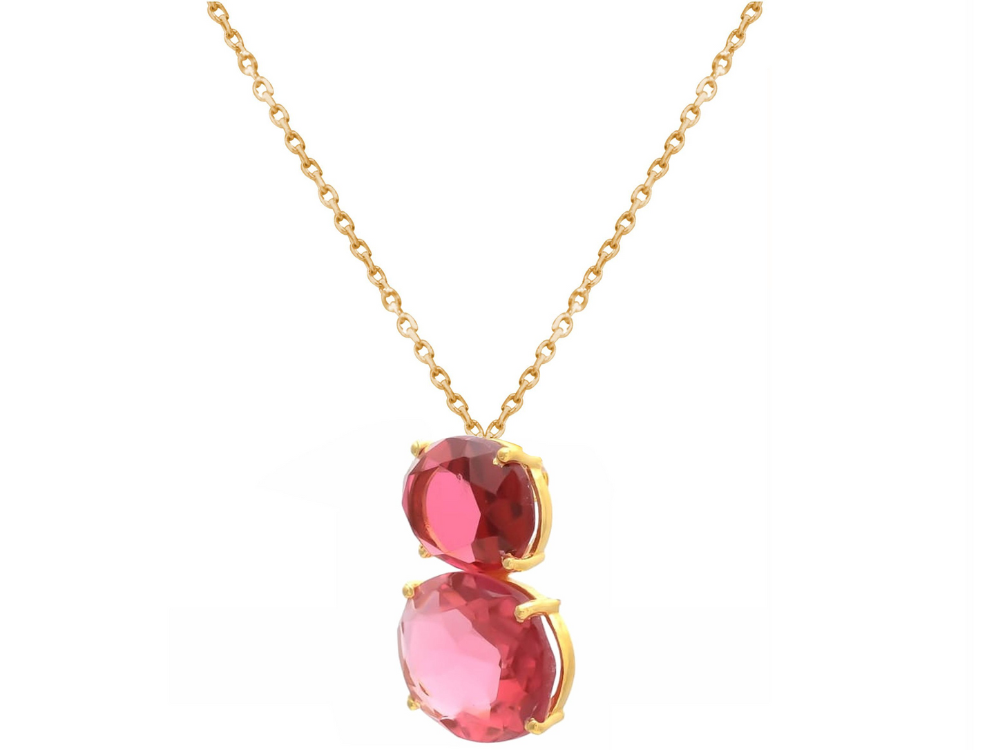 Handcrafted Pink-Red Tourmaline Quartz Pendant Necklace: silver gold plated