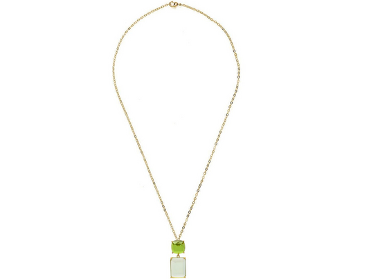 Handcrafted Green Prasiolite Pendant Necklace: silver gold plated