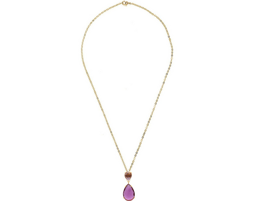 Handcrafted Amethyst Pendant Necklace: Silver Gold Plated