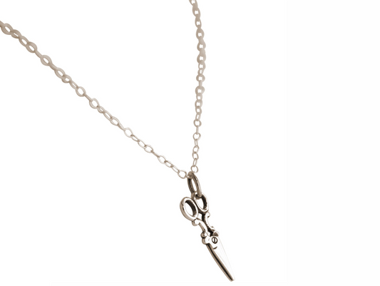 Handcrafted Scissors Pendant Necklace: silver