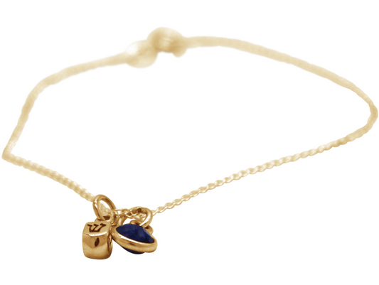 Sapphire Jewish Dreidel Top Bracelet: silver gold plated