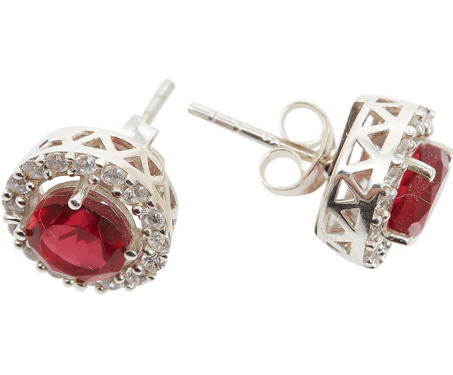 Handcrafted Ruby Red Quartz Earrings: silver
