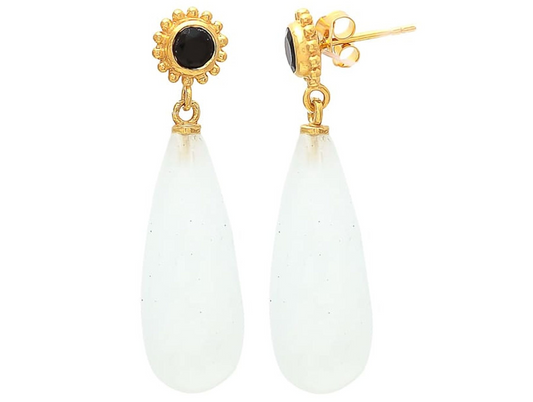 Handcrafted Chalcedony Earrings: silver gold plated