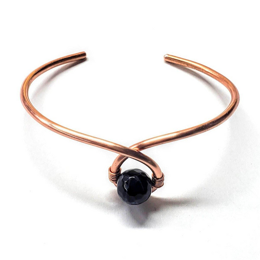 Handmade Copper Ribbon Teardrop Bangle for Child Abuse Awareness
