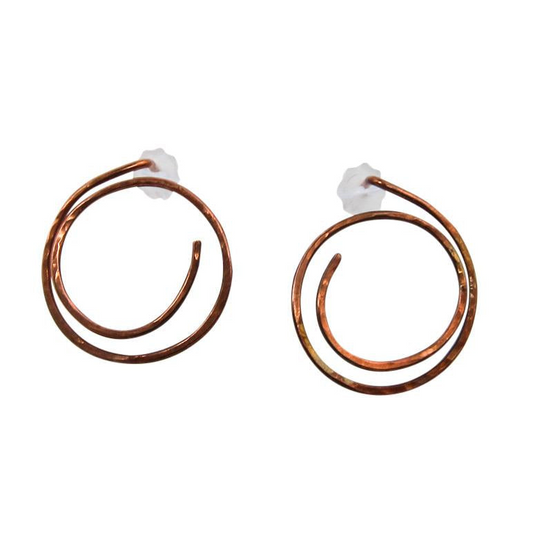 Handcrafted Hammered Copper Swirl Earrings