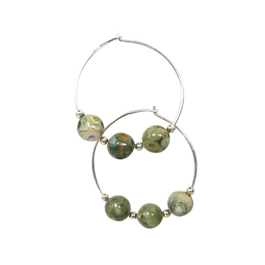 Handcrafted Rainforest Rhyolite Earrings