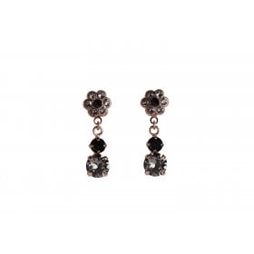 Amaro Dangle Earrings – Rose Plate, Semi- Precious Stones Black Onyx