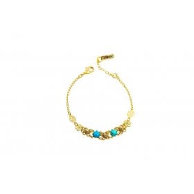 Amaro Handcrafted Gold Plate Bracelet – Turquoise Stones and Crystals