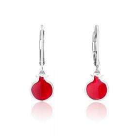 Sterling Silver Dangle Earrings – Red Pomegranates