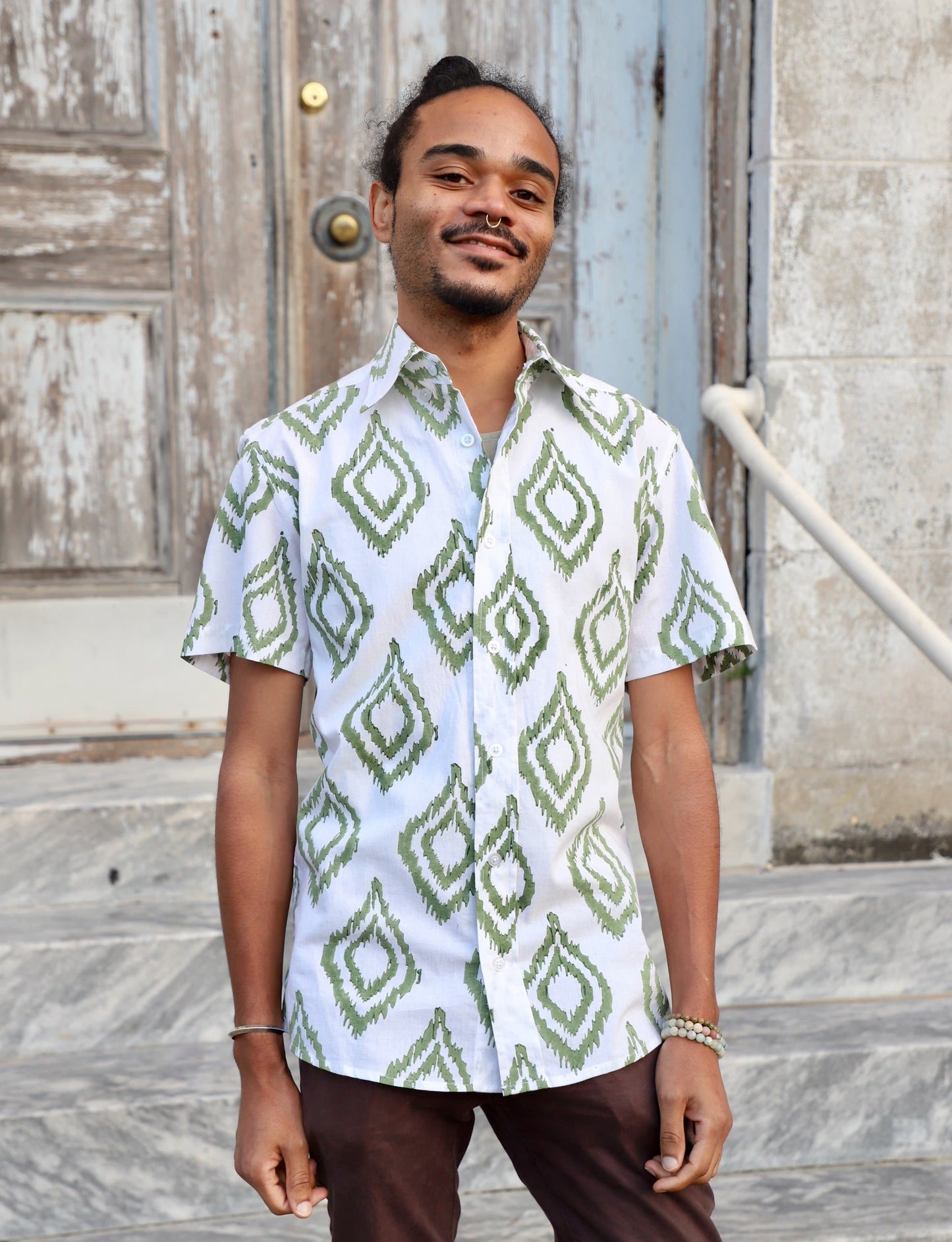 Palm Village Organic Cotton Men's Button Down Shirt