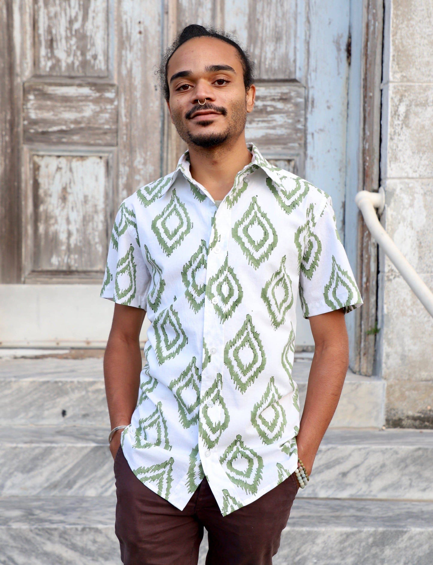 Palm Village Organic Cotton Men's Button Down Shirt