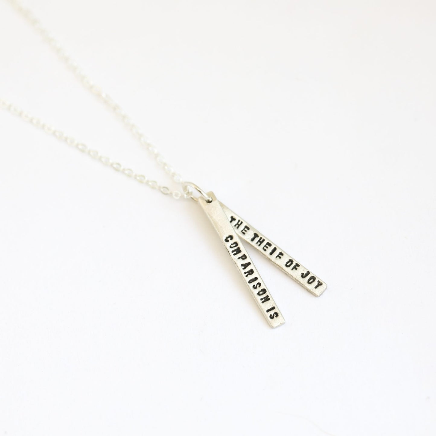 "Comparison is the Thief of Joy" -Theodore Roosevelt quote necklace