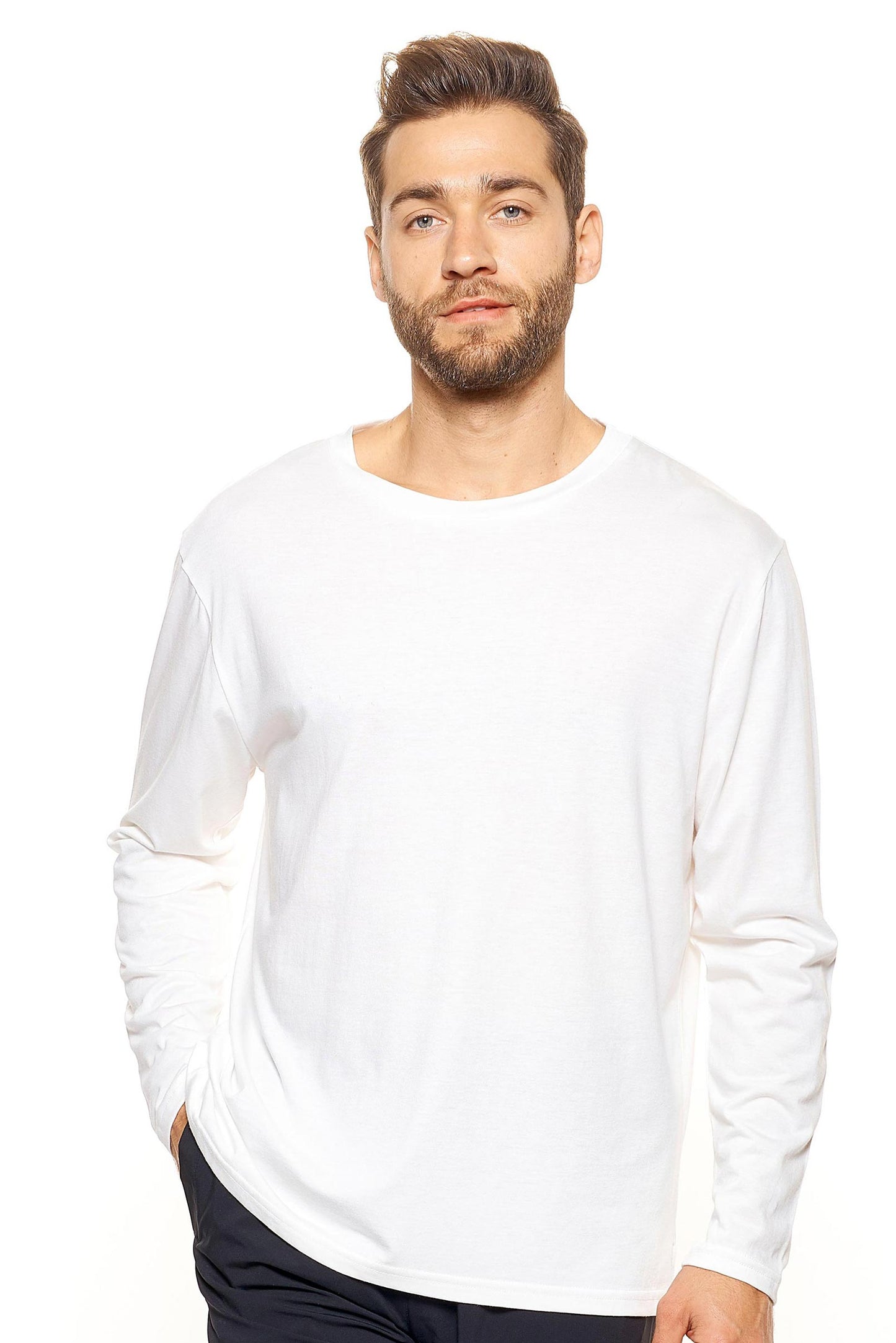 Hemp Mock Neck Split Hem Long Sleeve Tee🍃