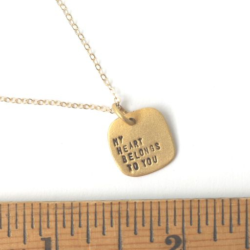 My Heart Belongs To You Square Pendant Necklace