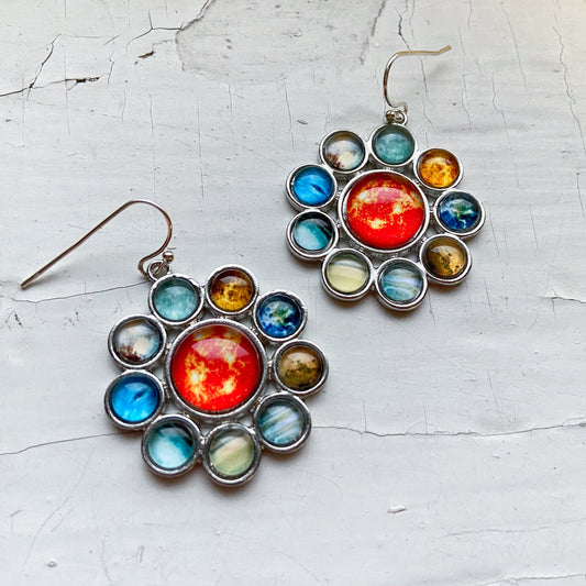 Solar System Halo Dangle Earrings