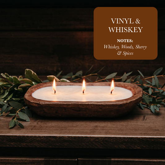 3-Wick Dough Bowl Soy Candle - Vinyl & Whiskey