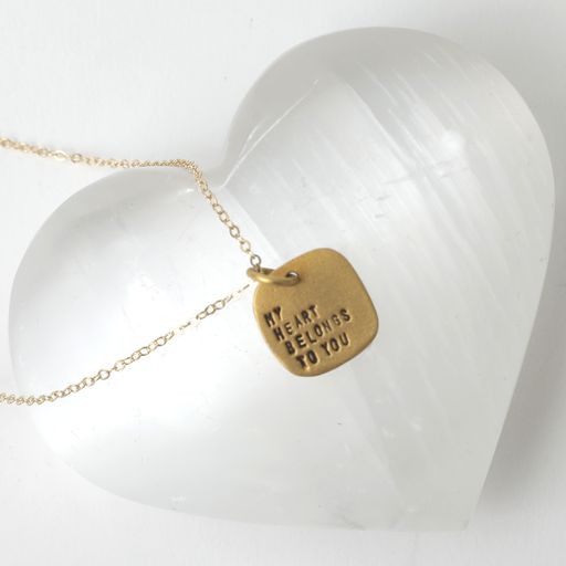 My Heart Belongs To You Square Pendant Necklace