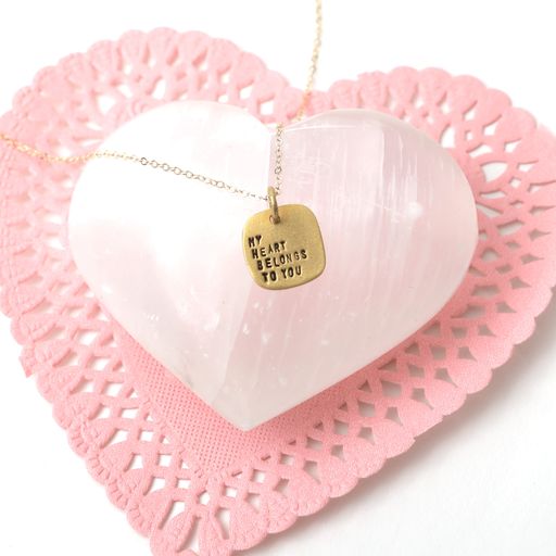 My Heart Belongs To You Square Pendant Necklace