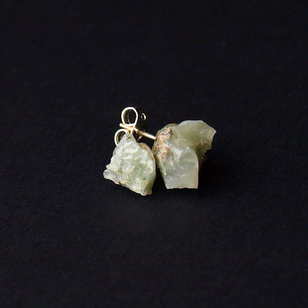 Raw Emerald Earrings, Emerald Studs