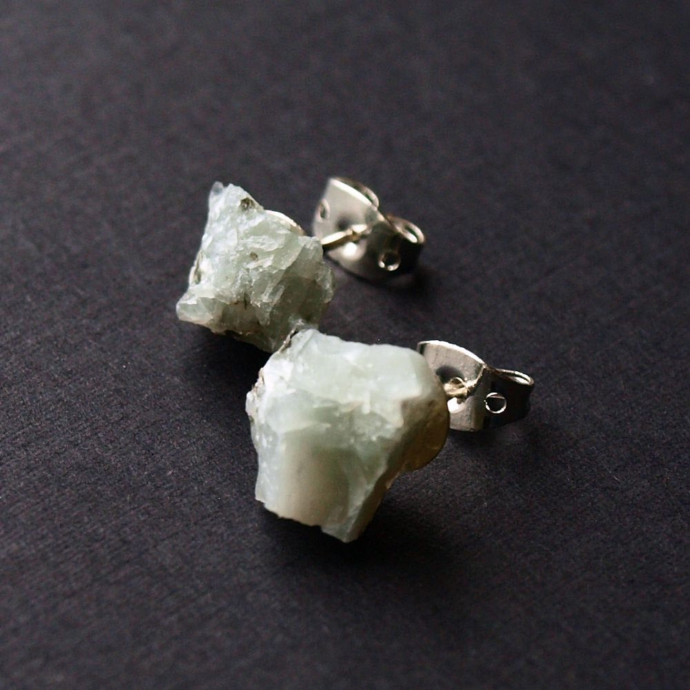 Raw Emerald Earrings, Emerald Studs