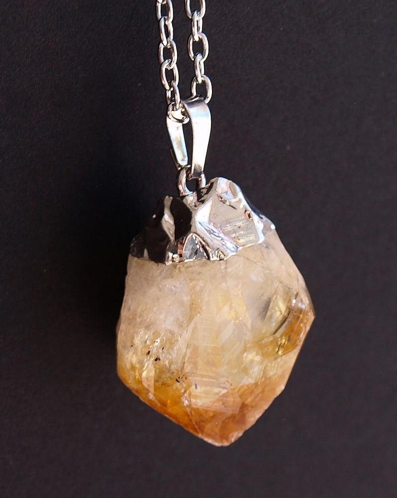 Raw Citrine Crystal Statement Necklace