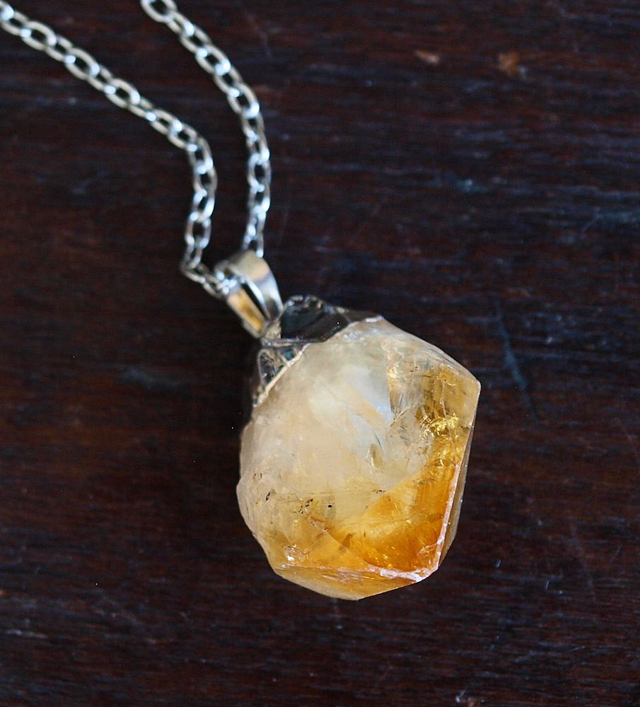 Raw Citrine Crystal Statement Necklace