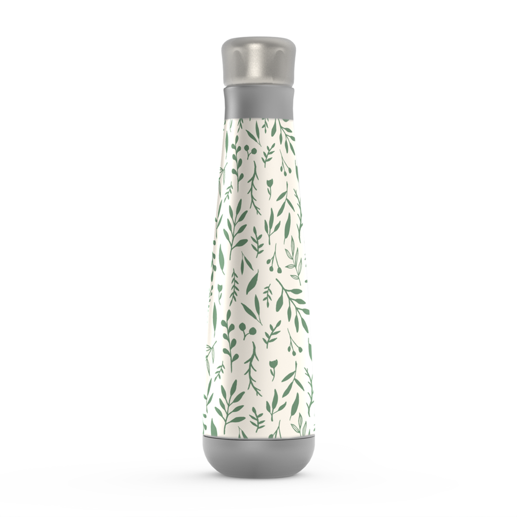 Green Falling Leaves Water Bottle