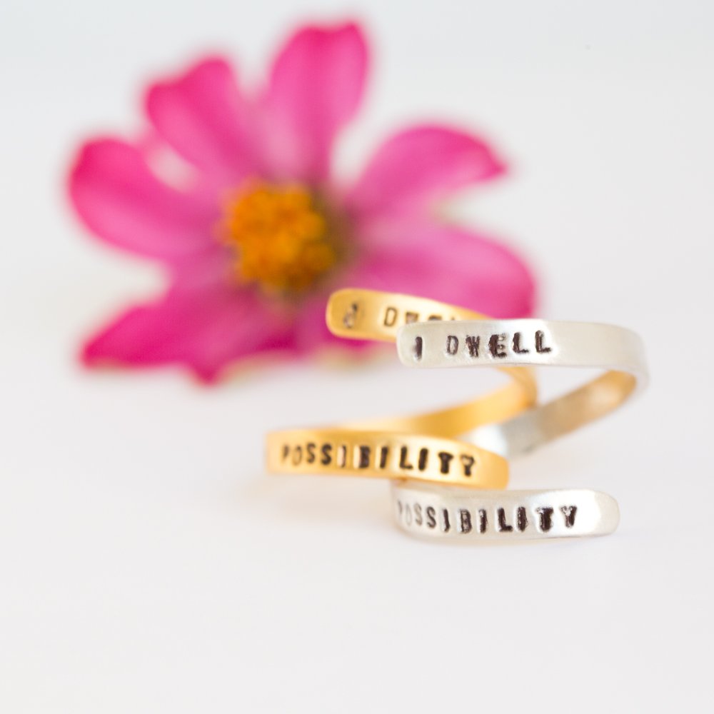 "I Dwell in Possibility" -Emily Dickinson wrap ring