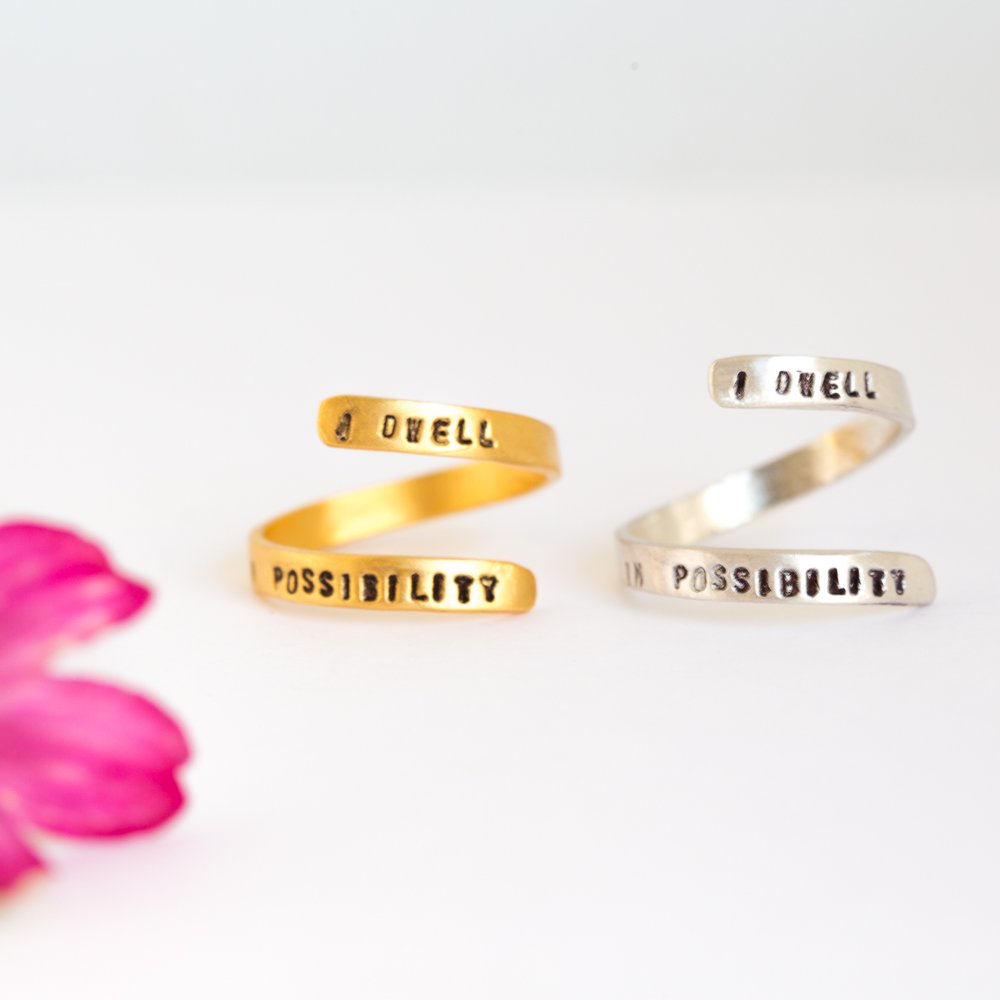 "I Dwell in Possibility" -Emily Dickinson wrap ring