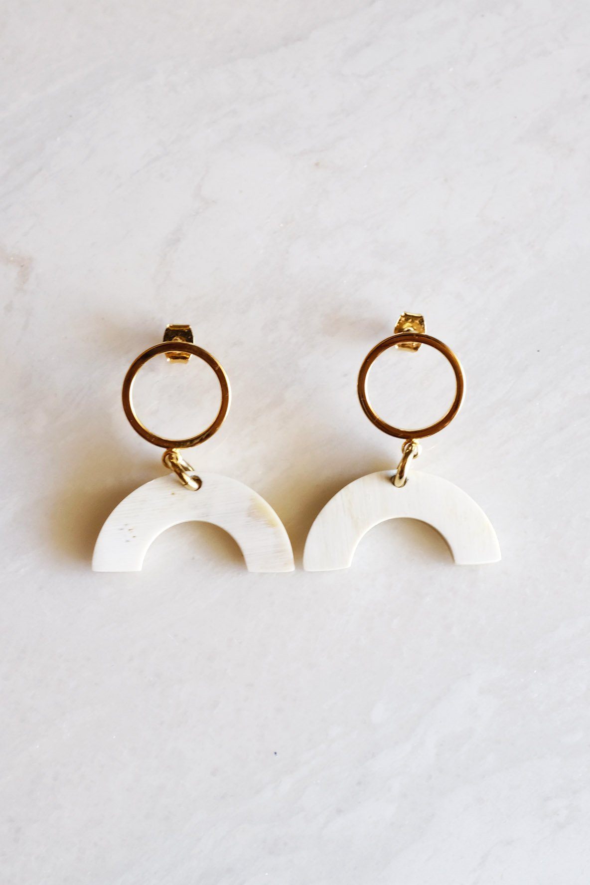 Hanh Tinh Geo Icon Buffalo Horn Post Earrings