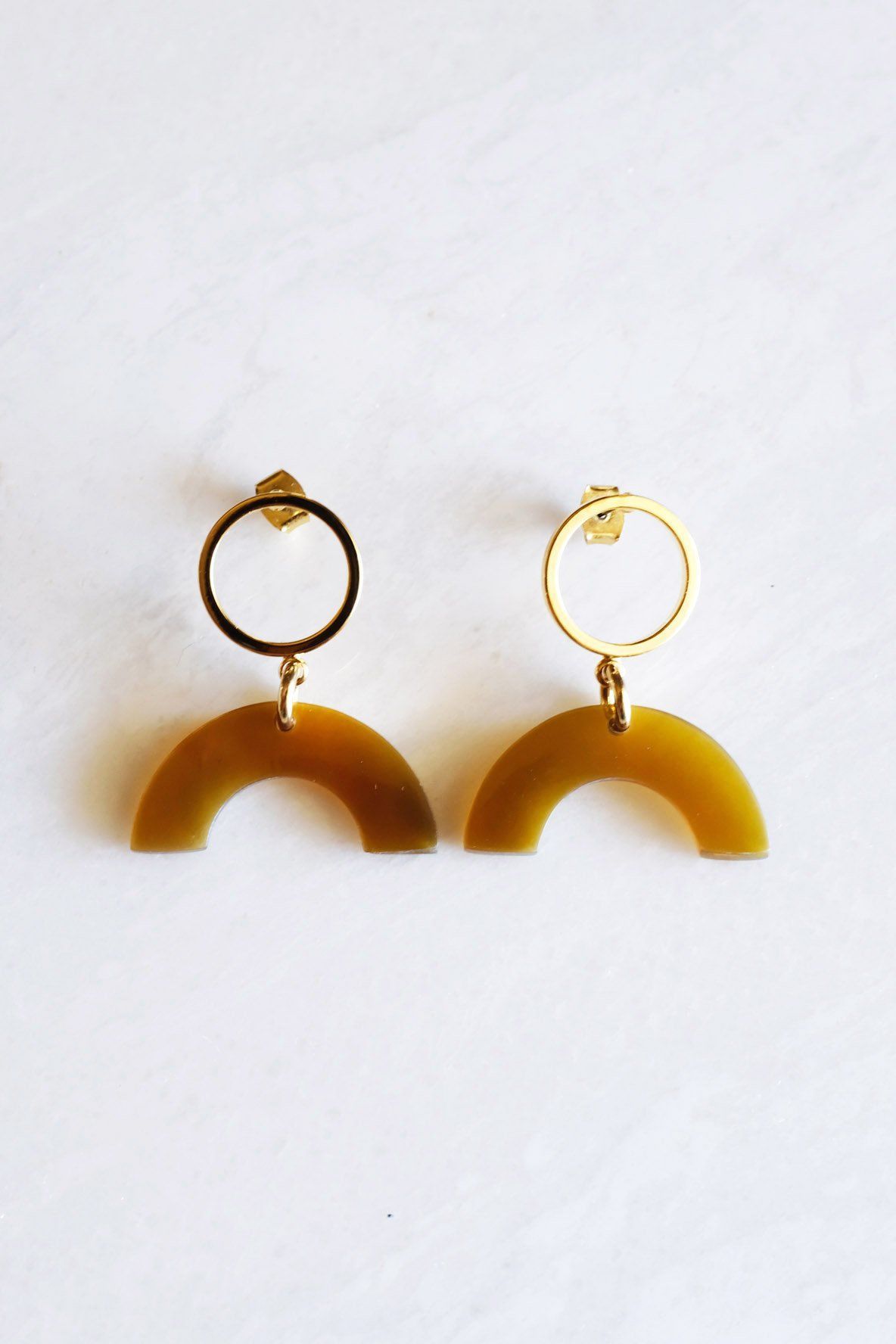 Hanh Tinh Geo Icon Buffalo Horn Post Earrings