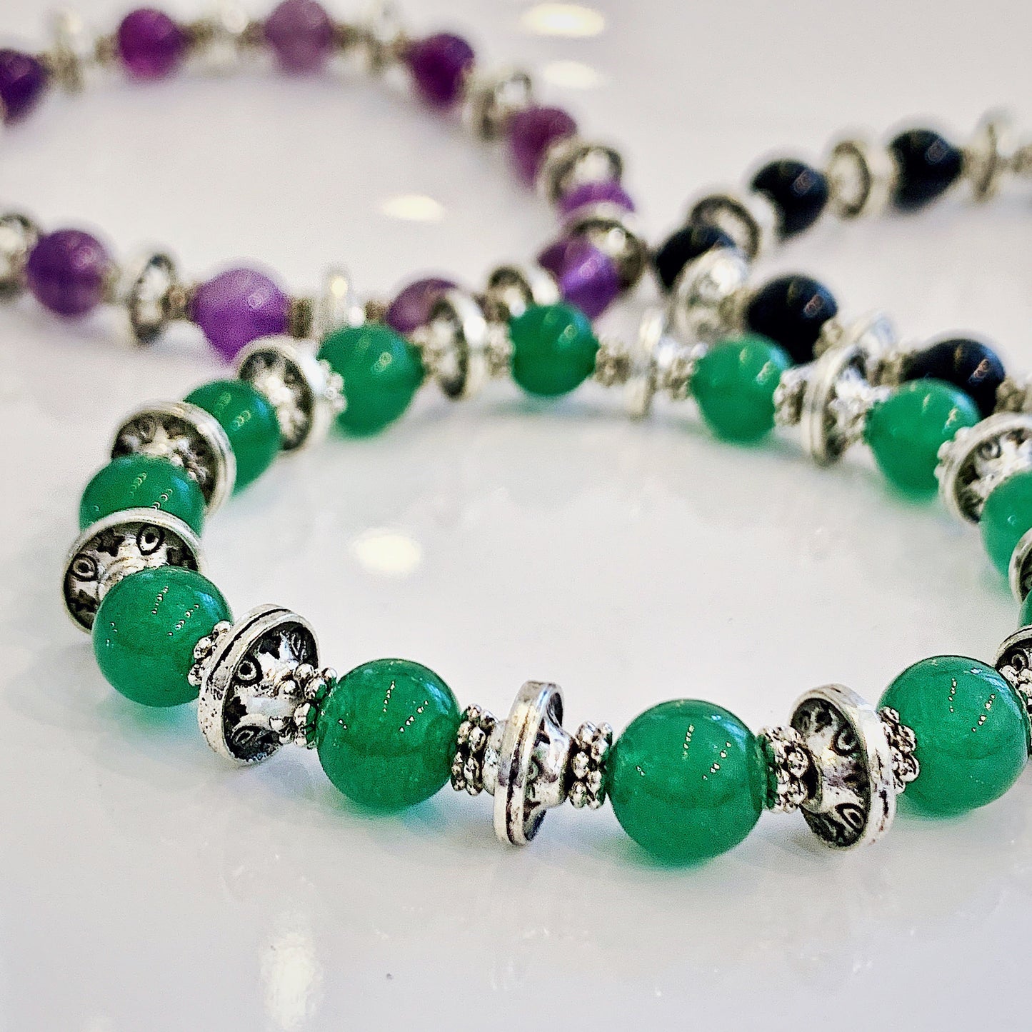 Lana Gemstone and Tibetan Silver Stacking Bracelets