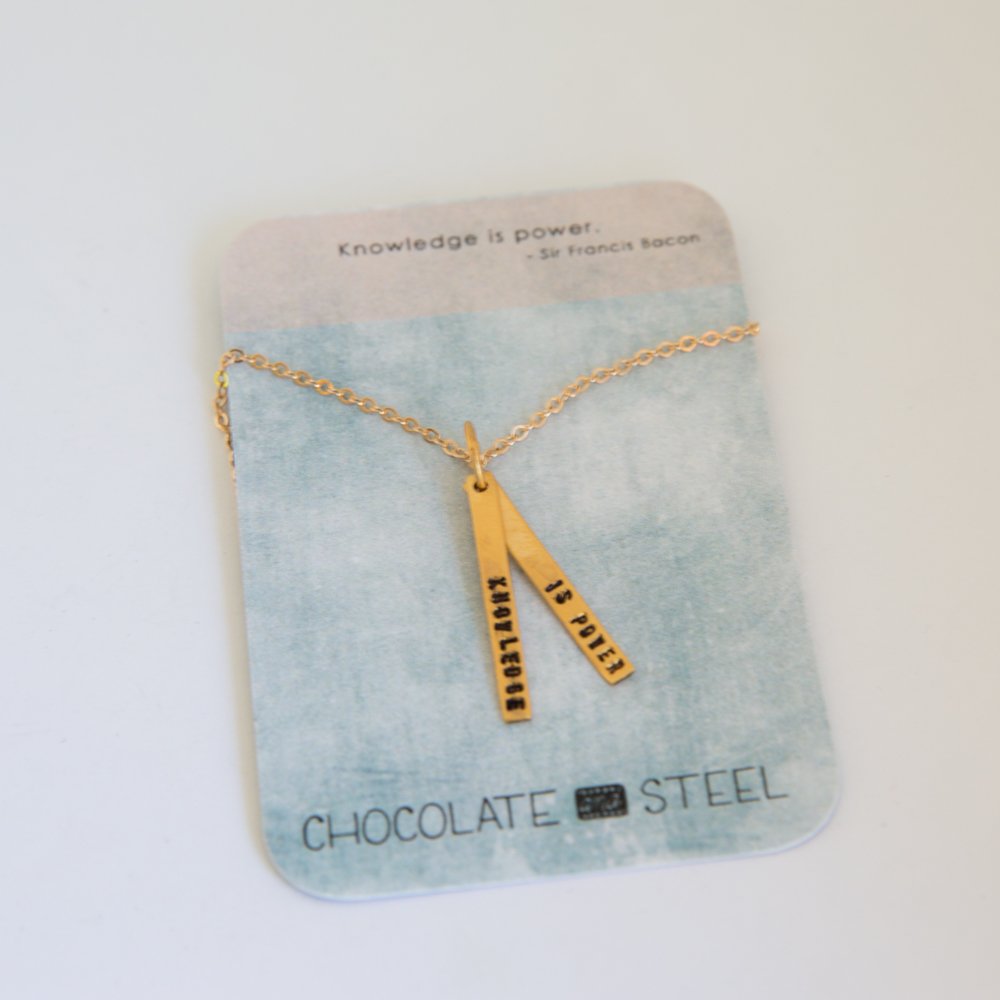 "Knowledge is Power" - Francis Bacon Quote Necklace